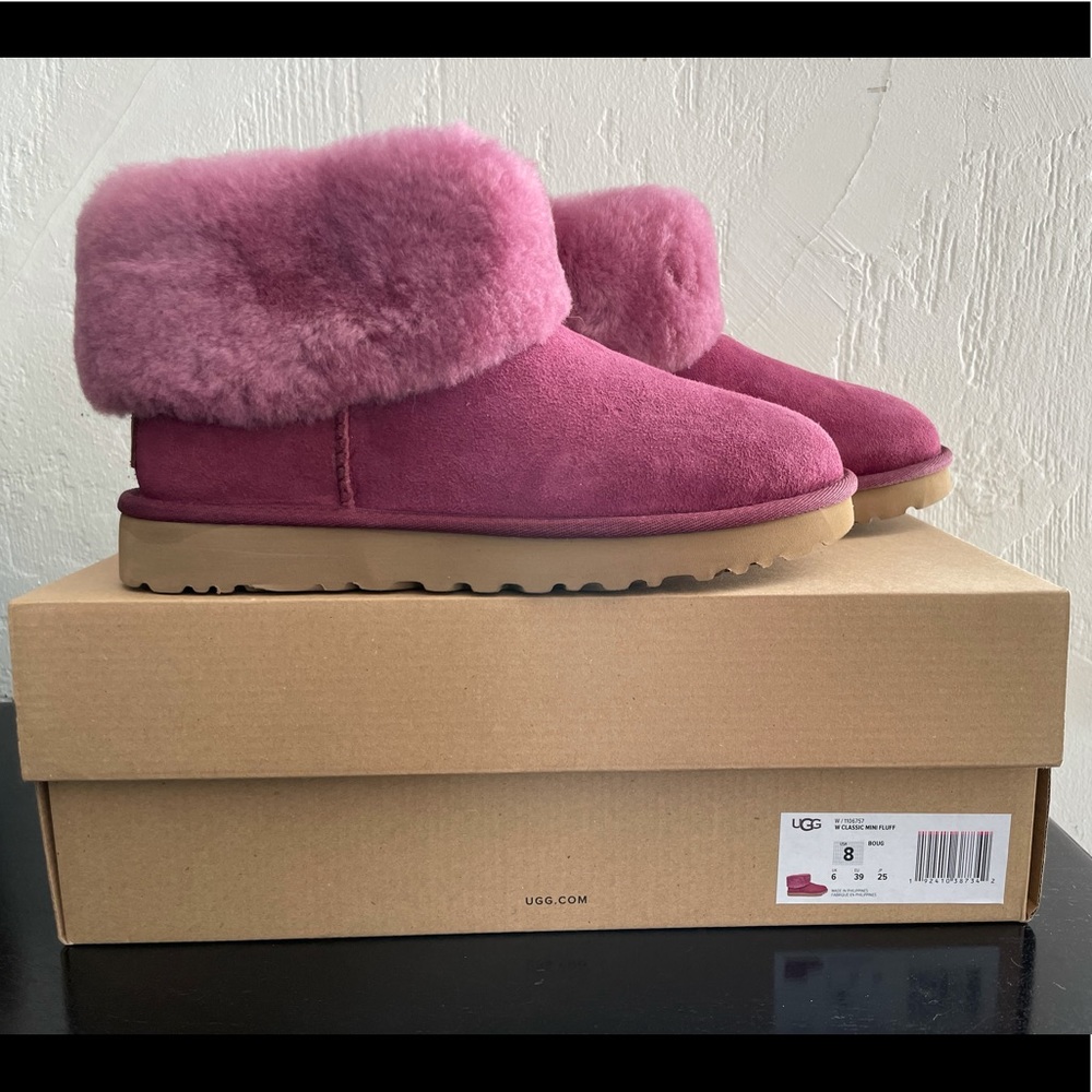UGG Classic Mini Fluff Size 8 Bougainvillea NIB